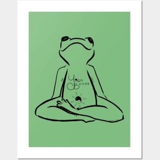 Yoga Bellies Frog Meditating in Black Posters and Art